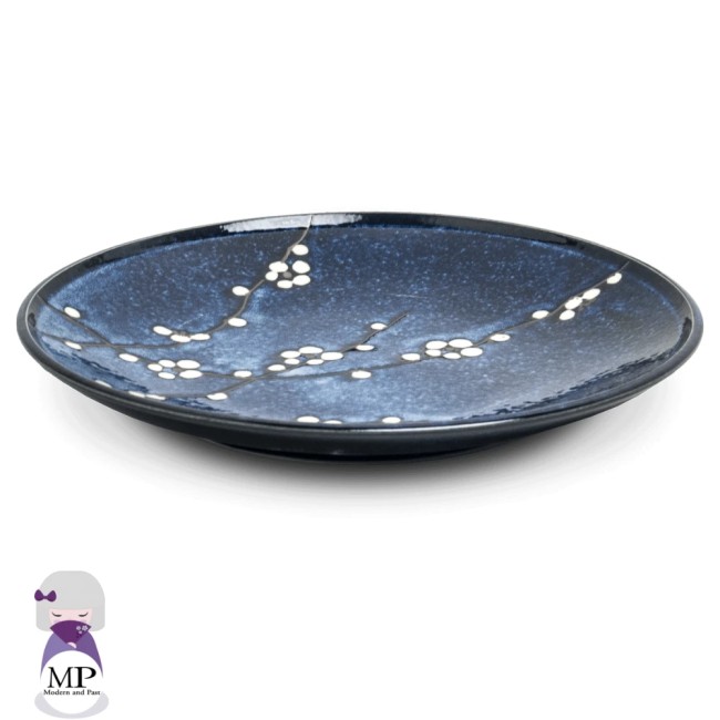 Assiette japonaise Hana bleu – motifs fleurs de cerisiers