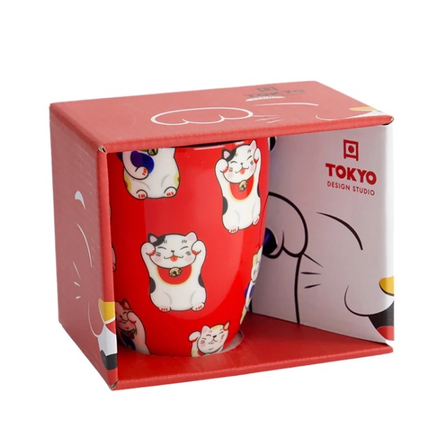 Mug japonais rouge Lucky Cat Maneki Neko kawaii mug japonais rouge Maneki Neko Lucky Cat kawaii
