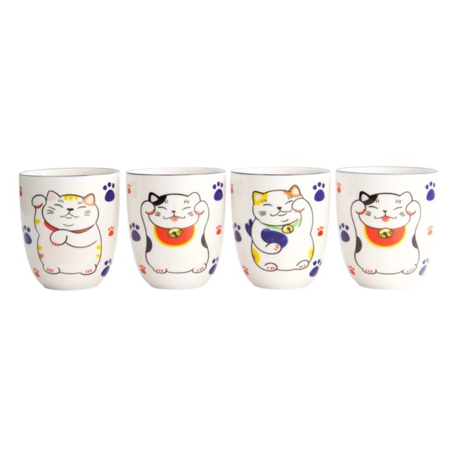 Coffret de 4 tasses japonaises Maneki Neko – Tokyo Design