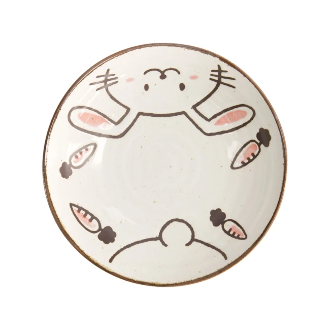 Assiette japonaise ronde lapin Usagi kawaii en porcelaine fabriquée au Japon chez Modern and Past