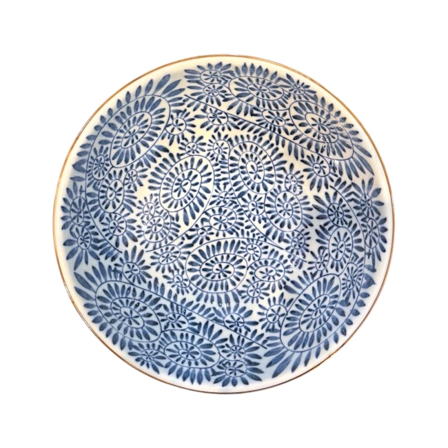 Bol à ramen japonais artisanal motif pieuvre bleue vu de dessus chez Modern and Past