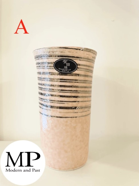 Mazagran japonais blanc rose aux lignes argent – Etsu mazagran japonais blanc rose avec lignes argent Etsu