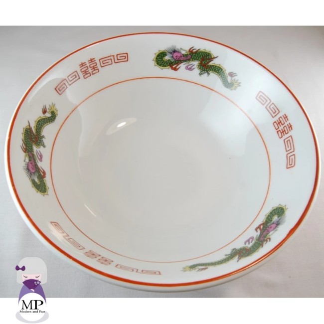 Grand bol japonais à ramen rouge – Dragon et Kanji – 1L