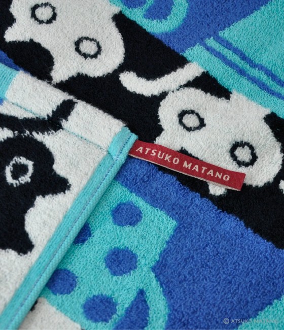 Serviette japonaise en coton – Modèle Cup Mémé – Atsuko Matano Serviette japonaise en coton Cup Mémé Atsuko Matano - Bleu