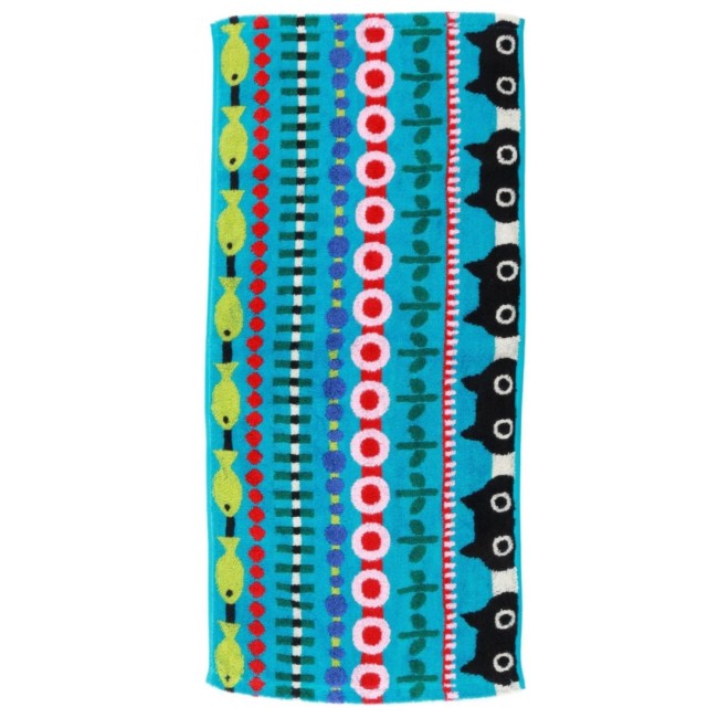 essuie-mains japonais bleu Chat Mémé No Okiniiri en coton Atsuko Matano essuie-mains japonais bleu coton motif chat Mémé No Okiniiri Atsuko Matano