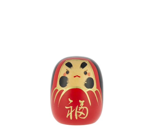 Kokeshi Daruma japonaise rouge faite main au Japon - Modern and Past Poupée japonaise Kokeshi Daruma rouge porte-bonheur - Modern and Past