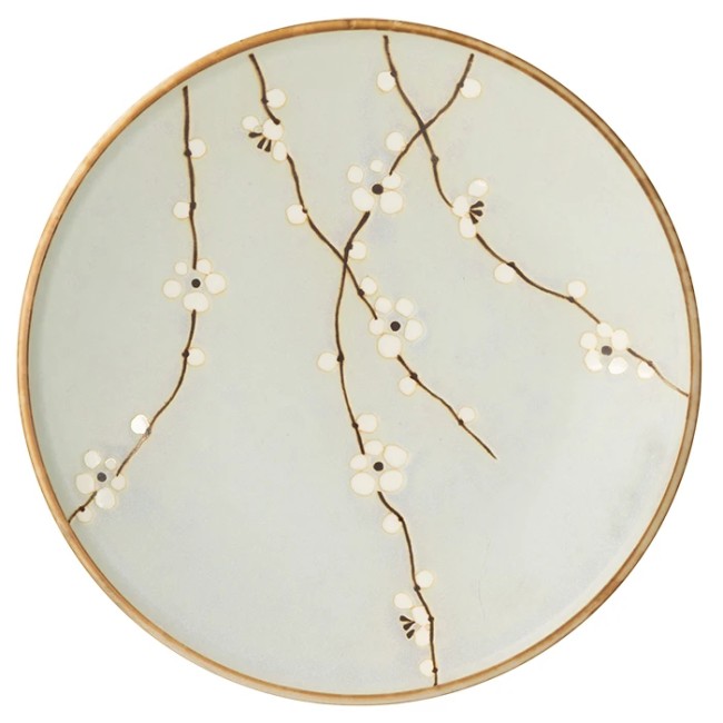 Assiette japonaise Vert Soshun – Modern and Past assiette japonaise Vert Soshun en céramique avec fleurs de cerisier