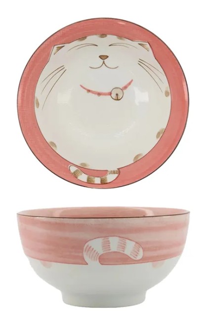 Bol ramen chat rose – porcelaine japonaise Bol japonais ramen chat rose – porcelaine kawaii fabriquée au Japon