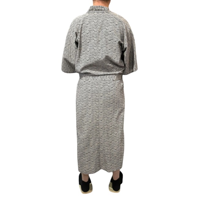 Yukata japonais homme coton bleu nuit motif Nami