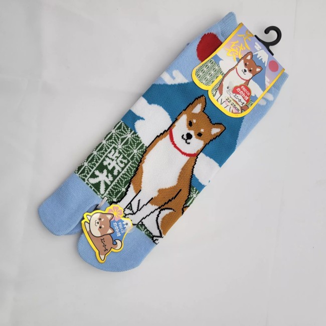 Chaussettes Tabi Shiba Mont Fuji – Taille 40-44 Chaussettes japonaises Tabi motif Shiba et Mont Fuji taille 40-44