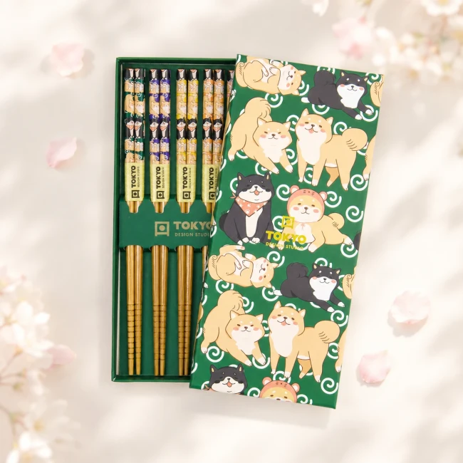Coffret baguettes Shiba 5 paires en bambou Coffret 5 paires de baguettes Shiba en bambou Tokyo Design Studio Modern and Past