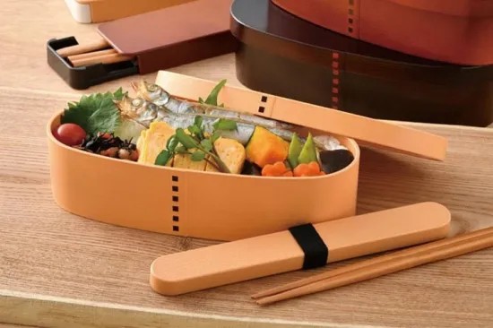 Ensemble de baguettes japonaises Wappa Mokume Hakoya avec étui marron