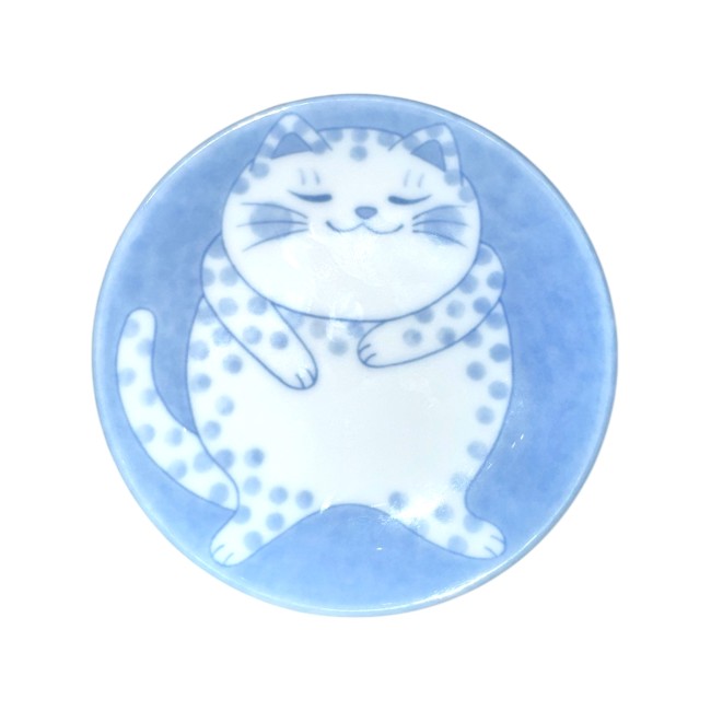 Intérieur coupelle japonaise Buchi Neko bleu fait main