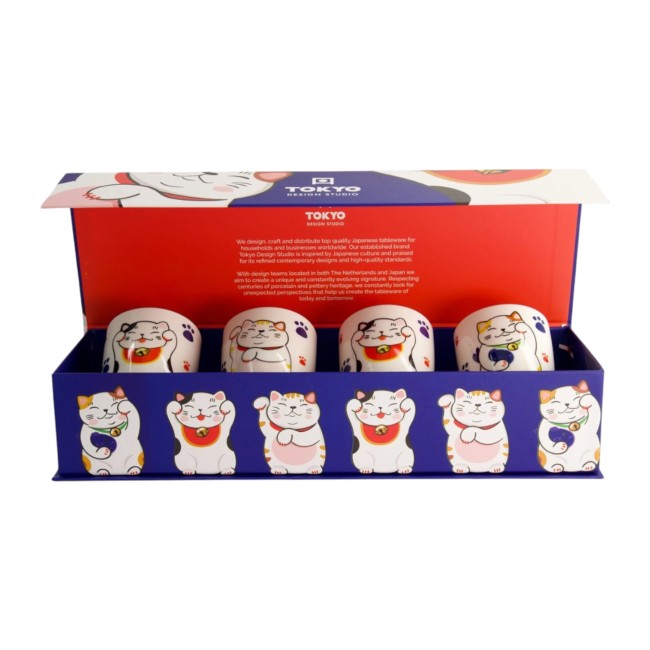 Coffret de 4 tasses japonaises Maneki Neko – Tokyo Design