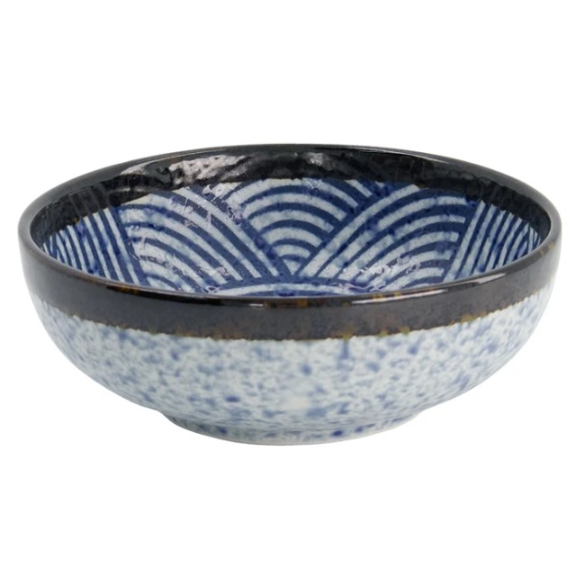 bol japonais Aisai Seigaiha bleu en porcelaine