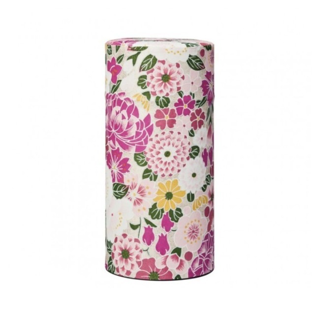 Boîte à Thé Japonaise Heisei Yuzen Hyakka Rose – 200 g Boîte à thé japonaise Hyakka Rose 200 g en métal et papier washi