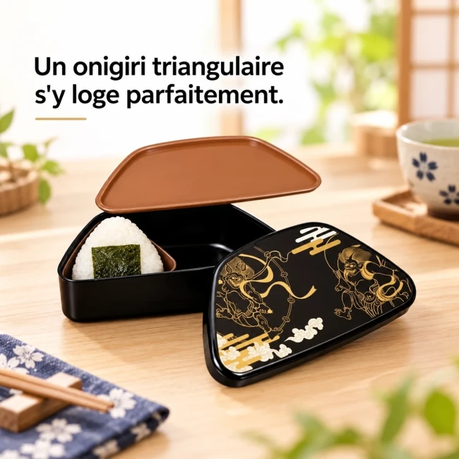Bento japonais Hakoya Onigiri Fuji Vague et Lune 460 ml noir et or - Modern and Past