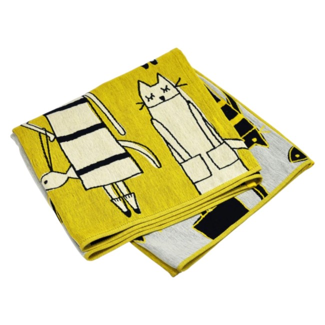 Serviette de bain japonaise Cat in NY jaune – Atsuko Matano serviette de bain japonaise Cat in NY jaune Atsuko Matano