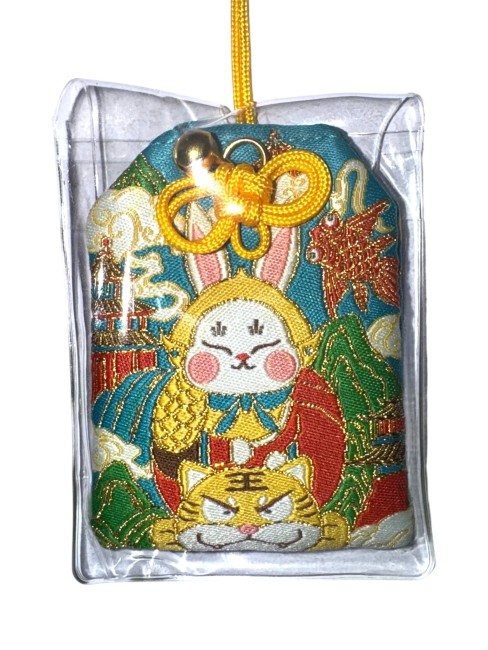 Amulette japonaise Omamori Usagi et Tigre – Protection et sérénité – fabriquée au Japon Amulette japonaise Omamori Usagi et Tigre brodée symbole de protection - pochette de protection