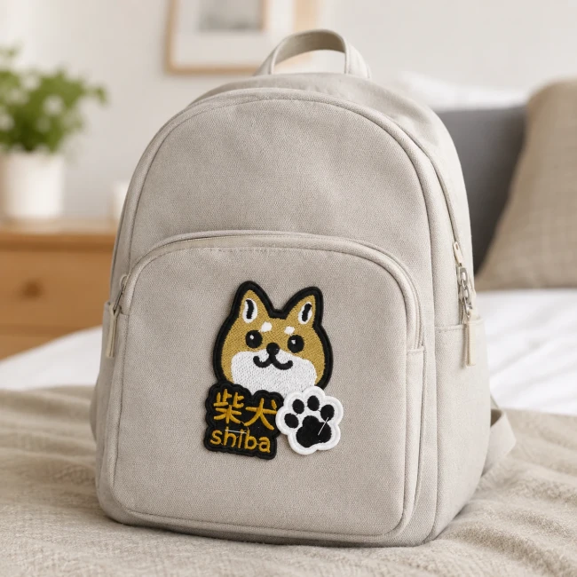 Patch brodé thermocollant chien japonais Shiba sur sac Modern and Past