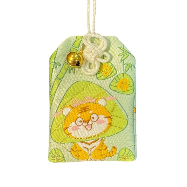 Omamori vert – Tigre kawaii, porte-bonheur tranquillité Omamori japonais vert tigre kawaii bambou porte-bonheur
