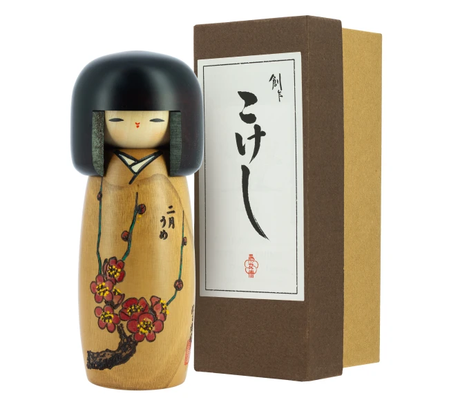 Kokeshi Ume faite main au Japon - Modern and Past Poupée japonaise Kokeshi Ume fleurs de prunier - Modern and Past