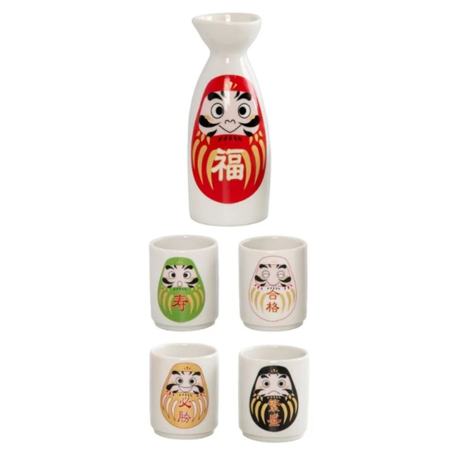 Service à saké japonais Daruma en porcelaine Toki Minoyaki