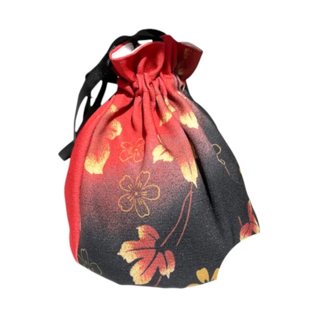 Sac de Kimono japonais rouge et noir à fleurs
