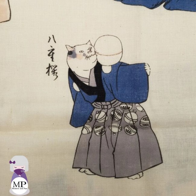 Tenugui japonais motif chats en kimono – Kuniyoshi