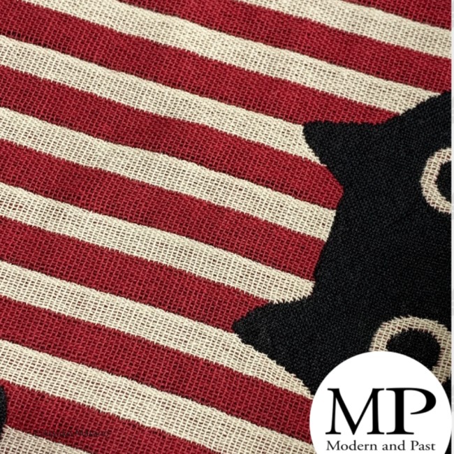 Serviette japonaise en gaze de coton rouge et blanche motif chat MMST Atsuko Matano fabriquée au Japon