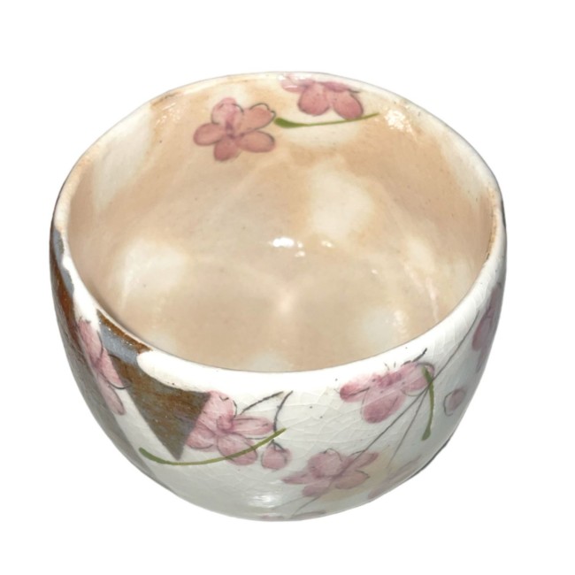 Bol à thé japonais Arita-Hasami en porcelaine décor fleurs