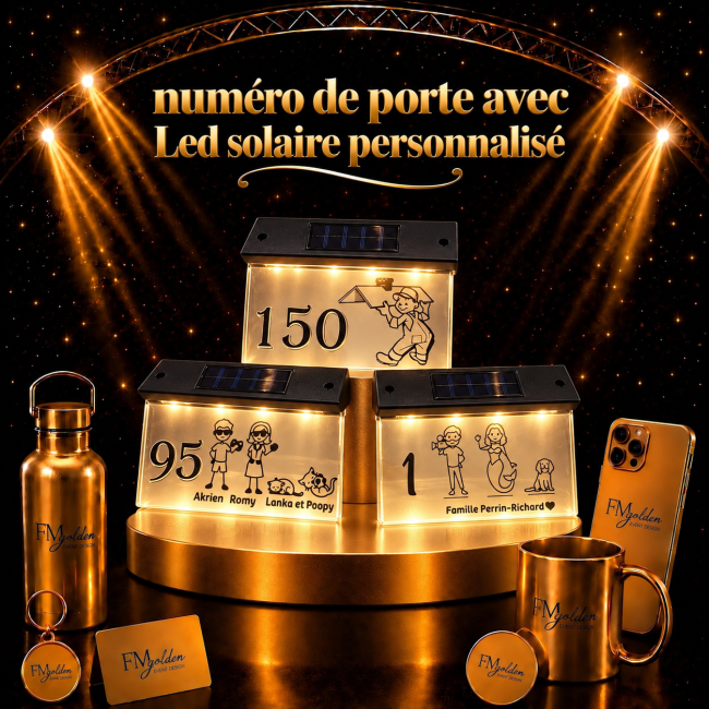 Numéro de porte avec Led solaire personnalisé