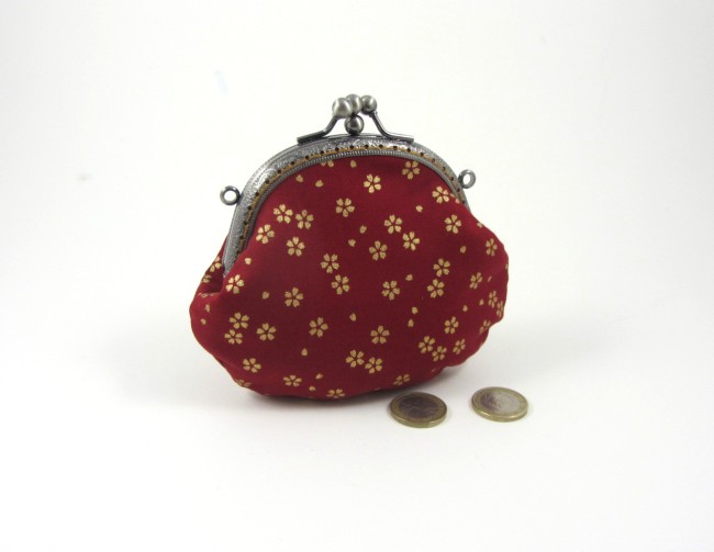 Porte monnaie en coton japonais, fermoir clip double compartiment