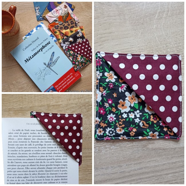 Marque page fleurs/pois