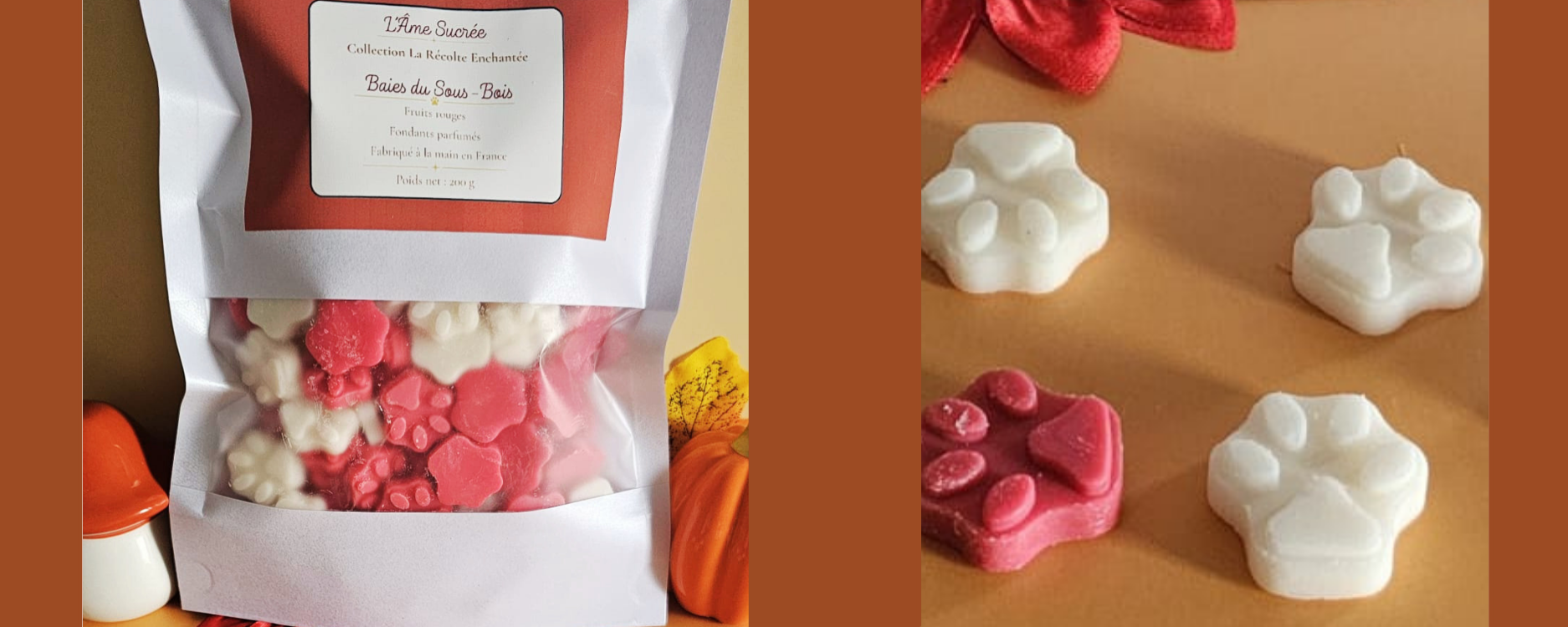 Mini fondants parfumés artisanaux en forme de petites pattes