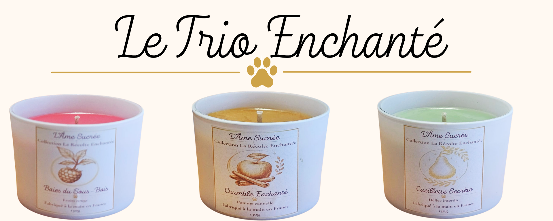 Le Trio Enchanté – coffret de 3 bougies parfumées artisanales