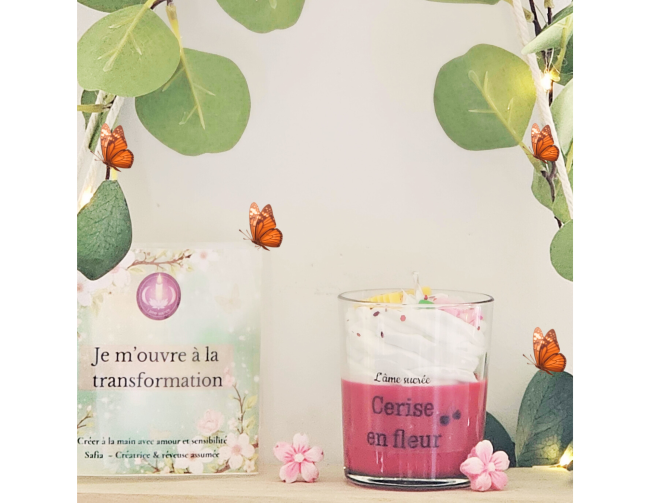 bougie parfumée ambiance printemps cerise fleurie