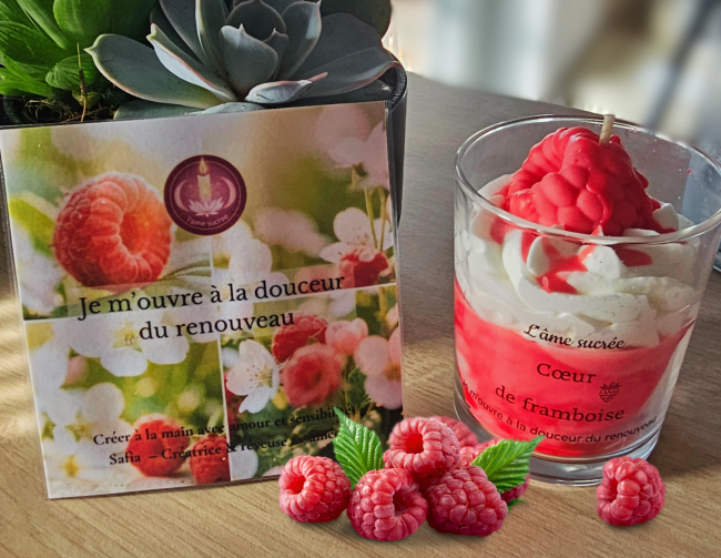 framboise Bougie fait main parfum framboise - parfum fruité et gourmand