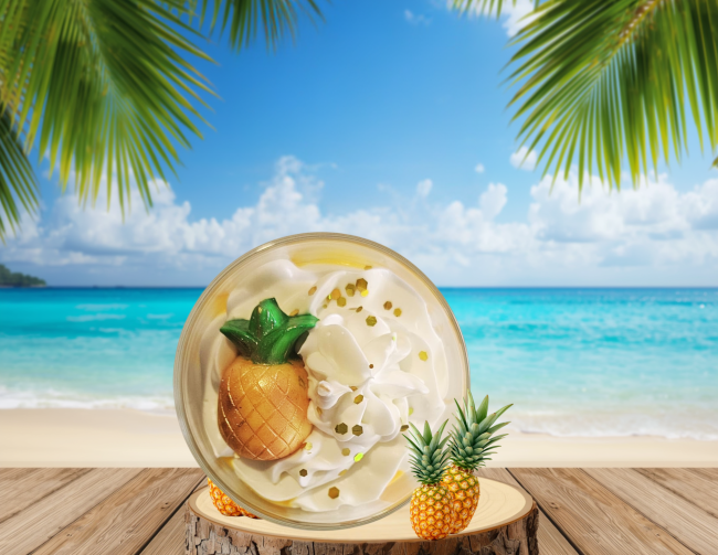 Bougie artisanale ananas cire naturelle vue dessus
