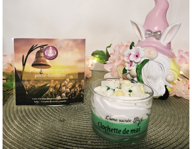 Bougie carte mantra muguet Bougie muguet avec carte mantra L'Âme Sucrée