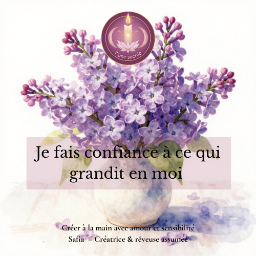 Carte mantra lilas je fais confiance à ce qui grandit en moi
