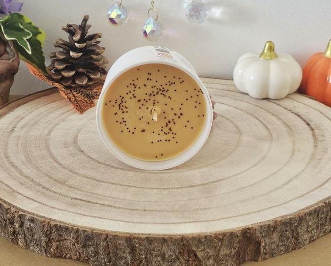 Bougie artisanale 130 g Élixir d’Automne Thé Chaï Latte vue du dessus