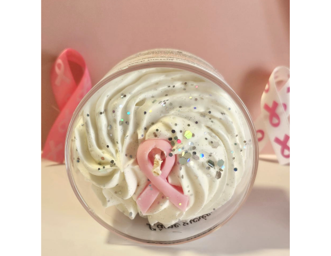 Instant d’Espoir – Bougie lait de coton Octobre Rose Bougie Instant d’Espoir Octobre Rose – décoration vue du dessus