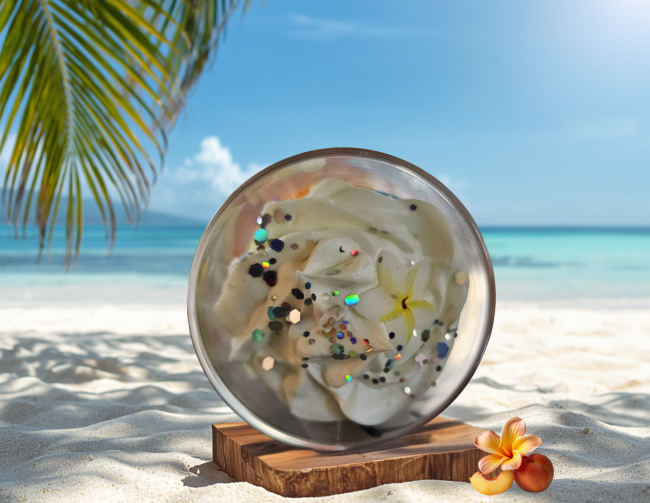 Bougie artisanale monoï cire naturelle vue dessus