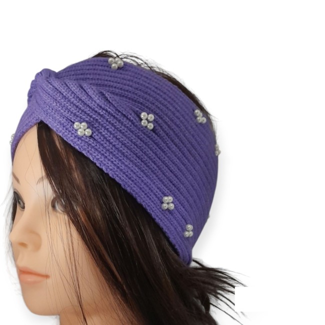 bandeau laine perlé violet cz24109-3-1