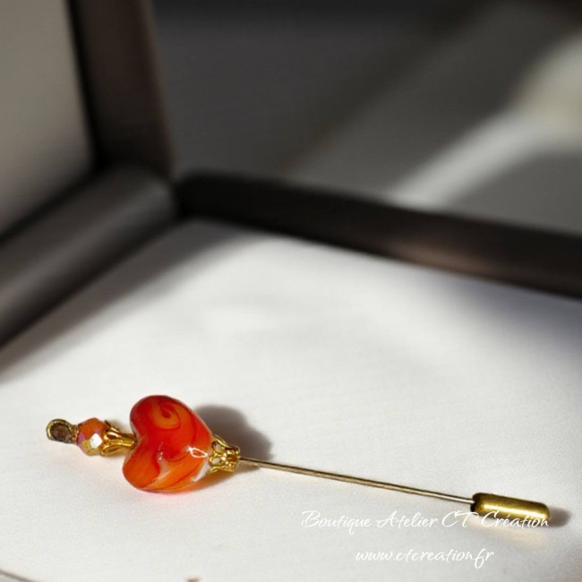 Fibule perle coeur orange verre murano 4