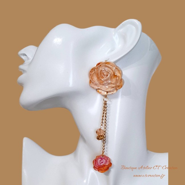 Poésie Florale rose beige doré 4