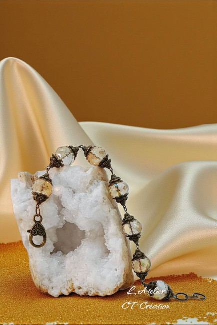 Victorine bracelet perle verre facette 16mm rondelle 1