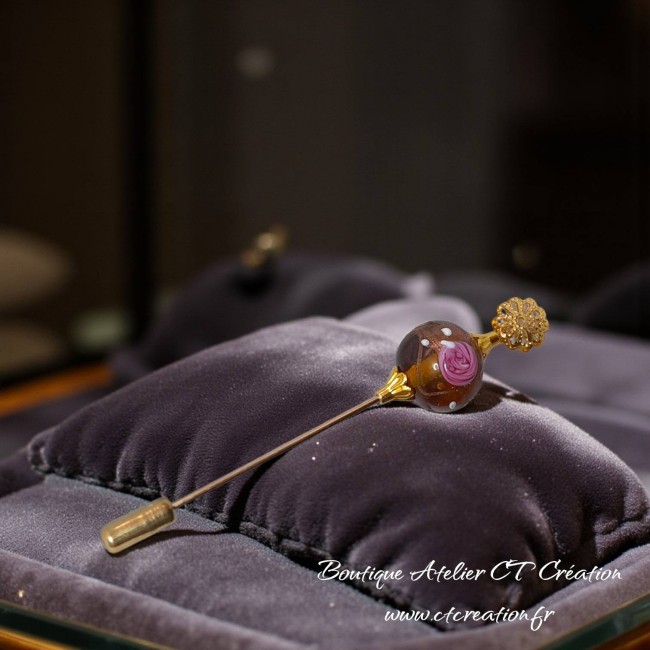 Fibule 72mm floral verre de murano 2