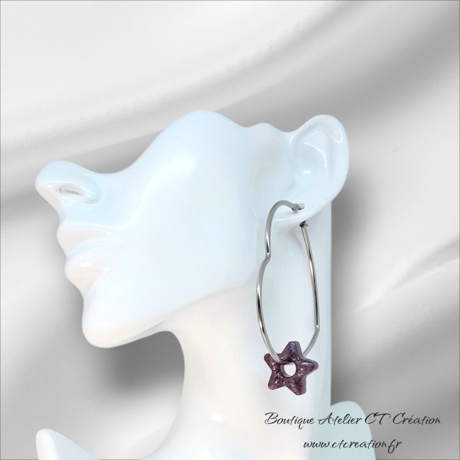 Etoile 20.5mm violet pailletés 3